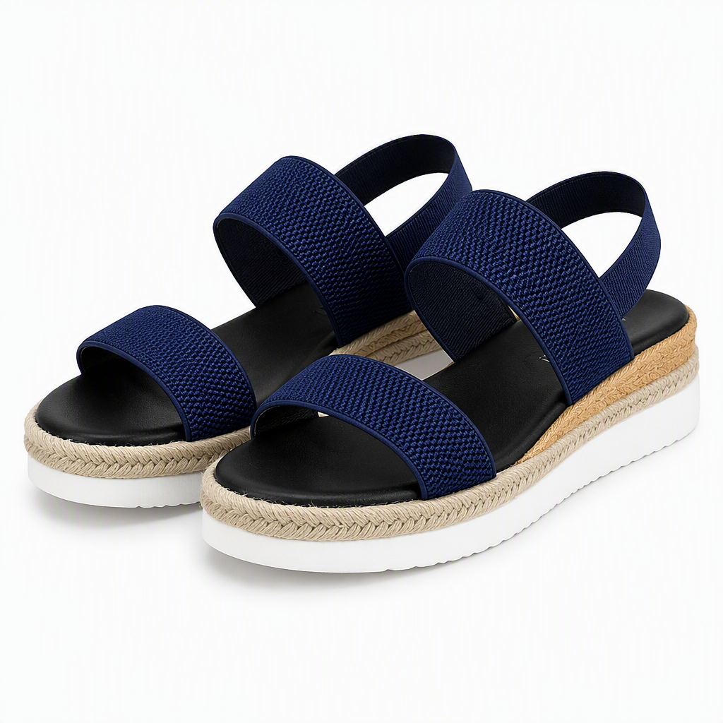 Talise | Womens Espadrille Wedge Fisherman Closed Toe Summer Sandals Blue packshot