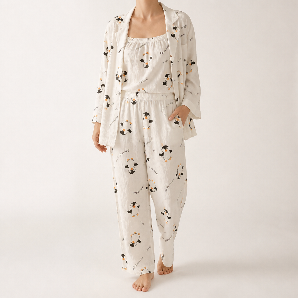 Rosalind | Womens Long Sleeve Button Up Cotton Pyjama Set Loungewear, Cream 10