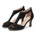 Amara | Womens Open Toe Side Zip Stiletto Heel Black Sandals Black packshot