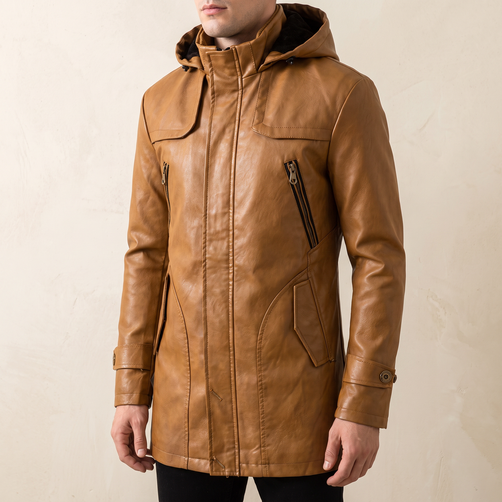 Denby | Leather Jacket Coat Hooded