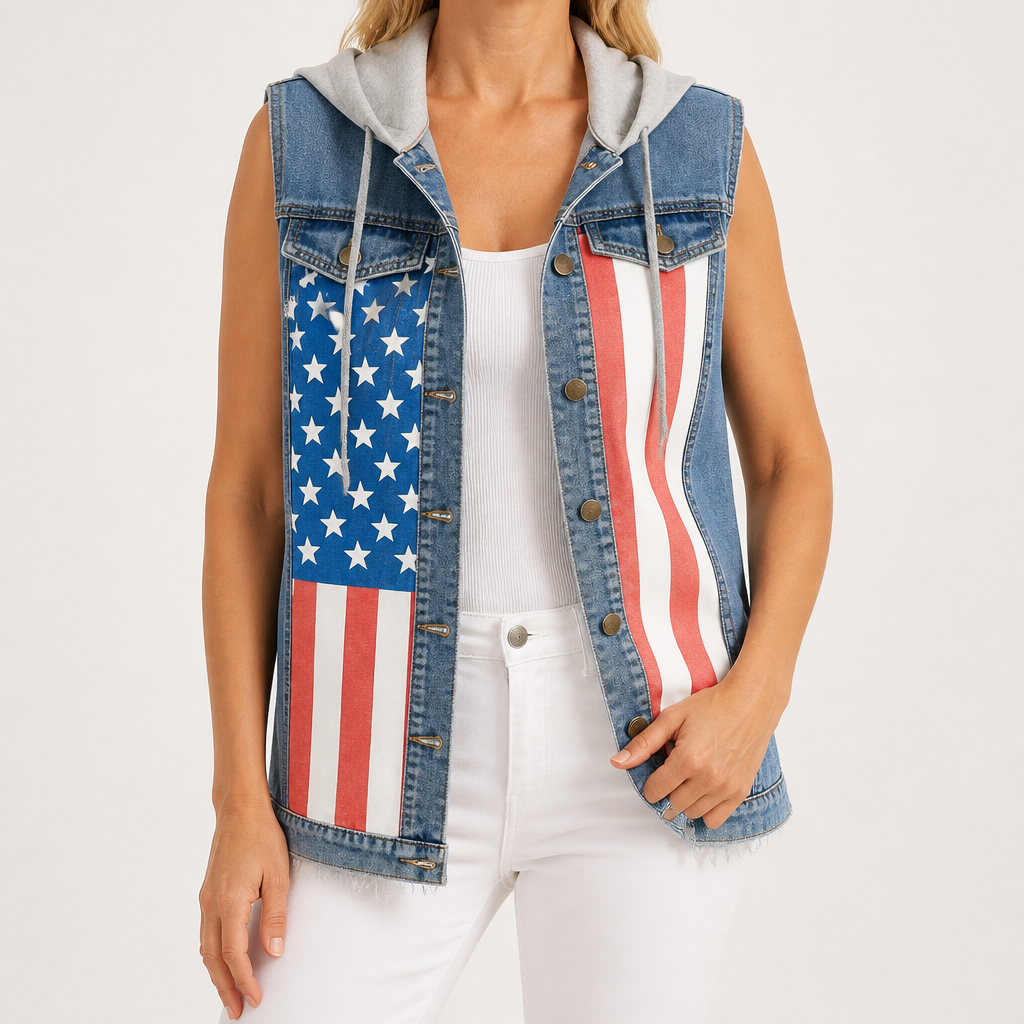 Cordelia | Womens Vintage Sleeveless Denim Gilet Waistcoat, Blue 4