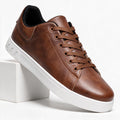 Bram | Mens Leather Trainers Breathable Lightweight Casual Shoes Brown packshot