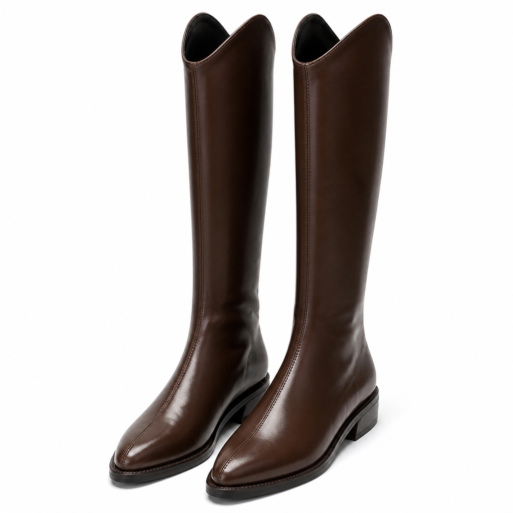 Isolde | Womens Knee High Boots Pointed Toe Winter Boots Brown packshot