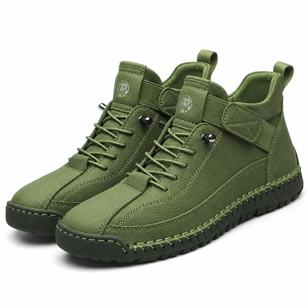 Griffin | Mens Leather Work Mid Top Stitched Casual Boots Green packshot