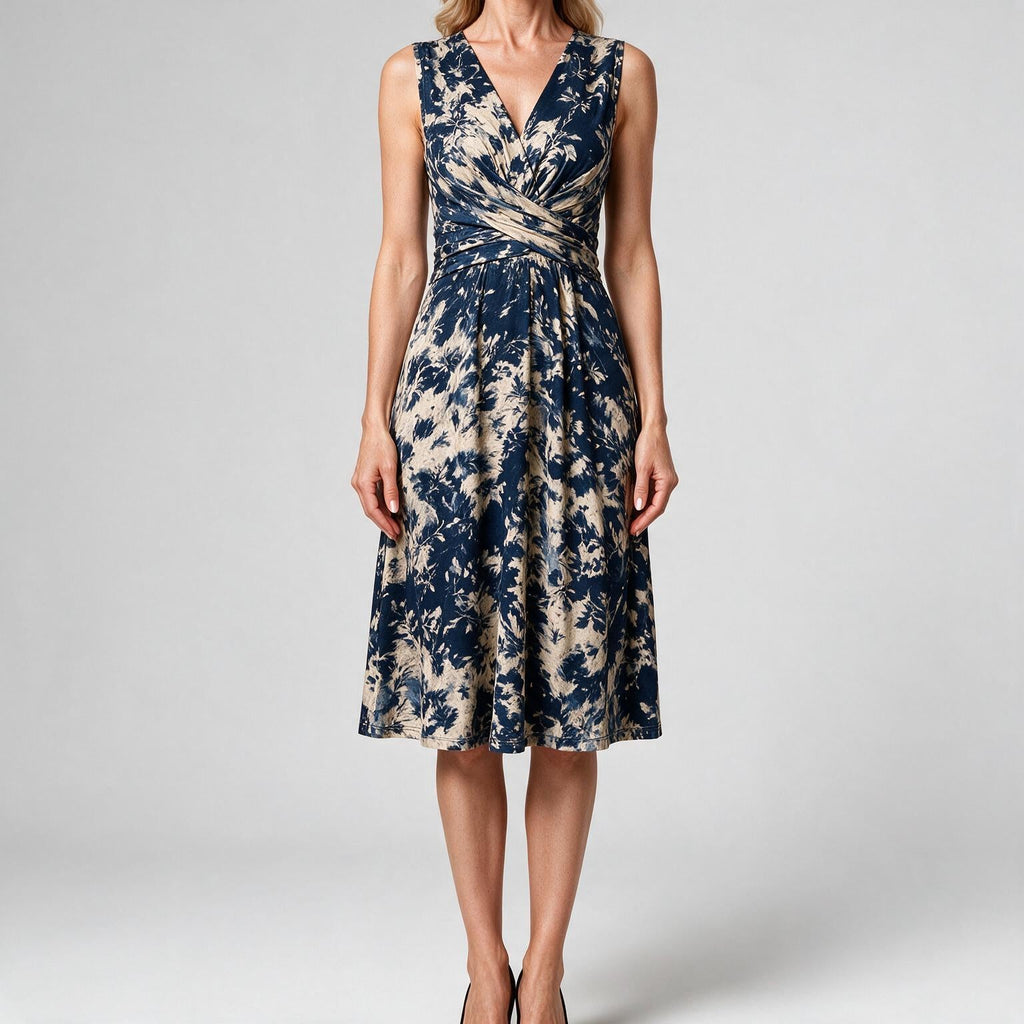 Bianca | Womens Wedding Guest Summer Printed V Neck Casual Dress Print 2