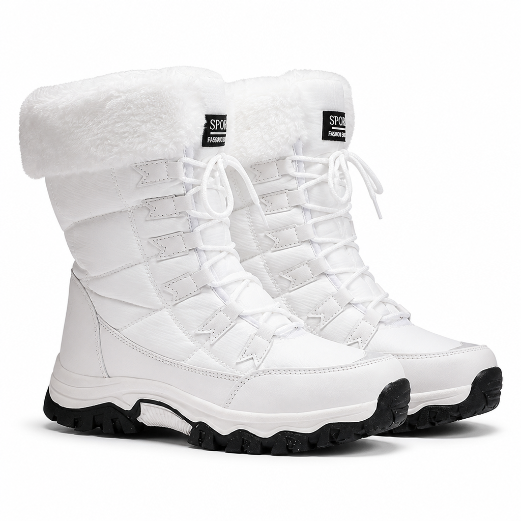 Cyrus | Womens Snow Boots Fleece Lined Warm Winter Ankle Boots White packshot