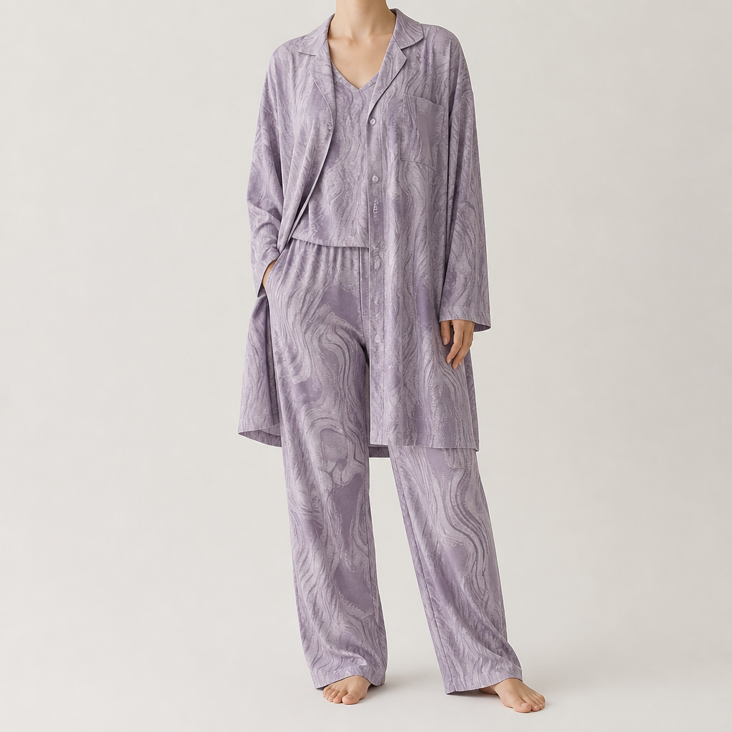 Beatrice | Womens Cotton Long Sleeve Pyjama Set, Mauve