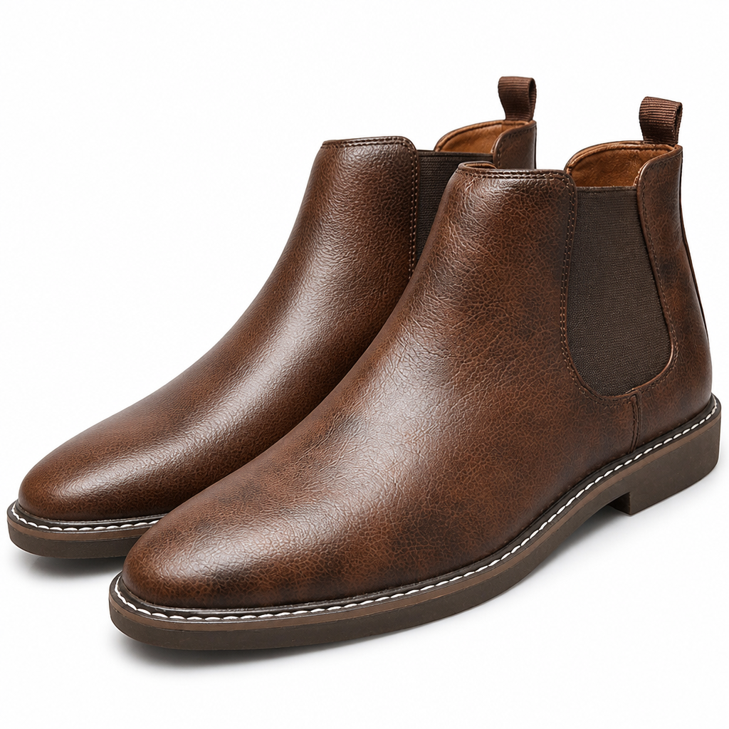 Ellison | Mens Chelsea Boots Retro Leather Ankle Boots Brown packshot