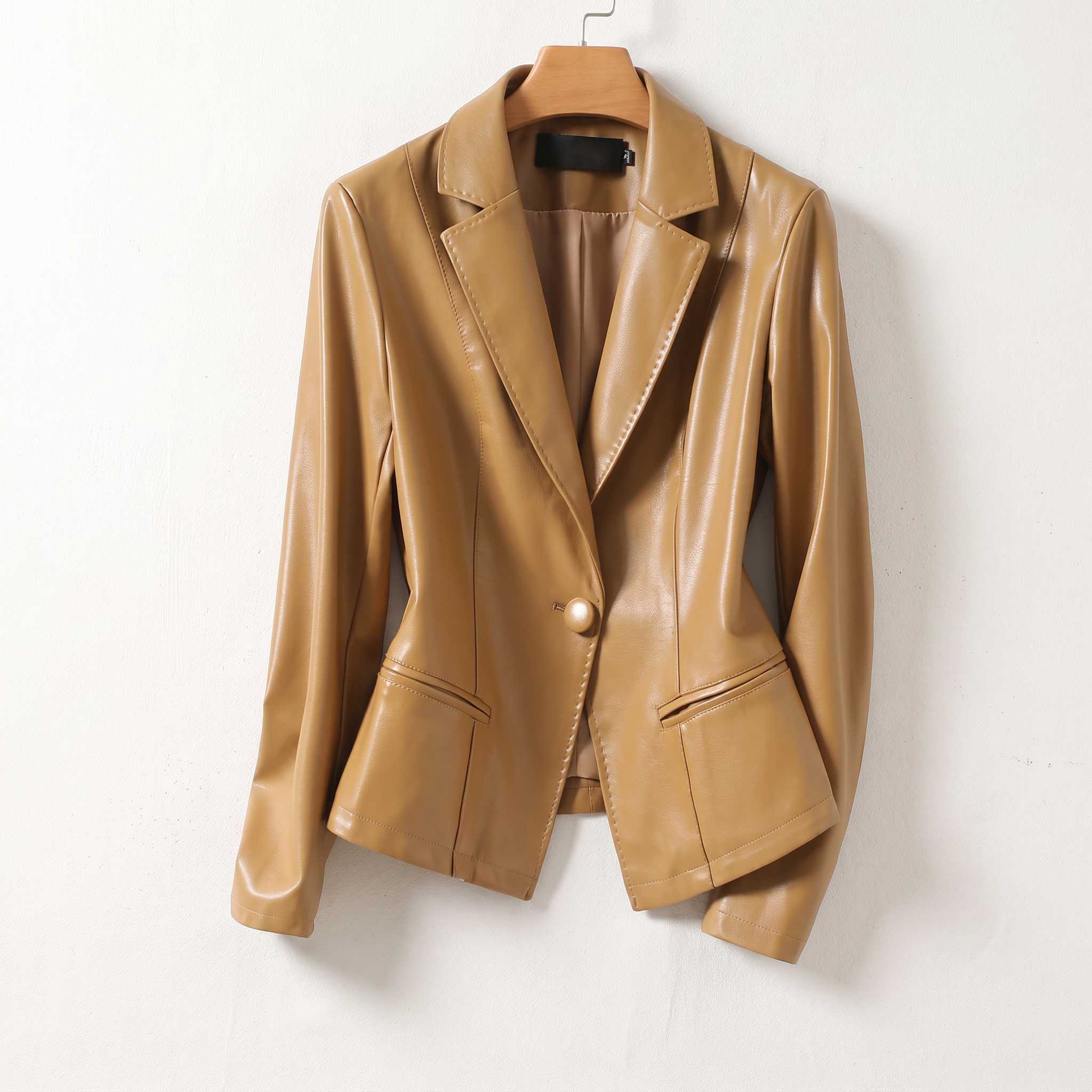 Coralie | Fitted Blazer Jacket Leather Notched Lapel