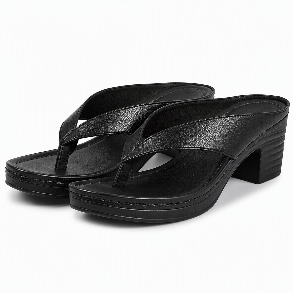 Mireille | Womens Block Heel Mule Slider Gold Black White Sandals Black packshot
