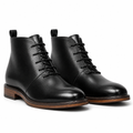 Harlow | Mens Leather Ankle Retro Lace Up Boots Black packshot