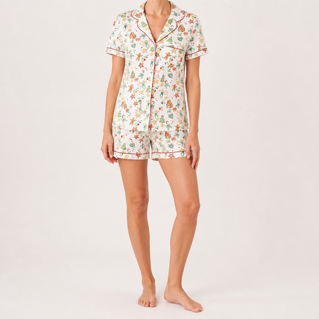 Genevieve | Womens Short Sleeve Cotton Pyjama Set, Spring Green