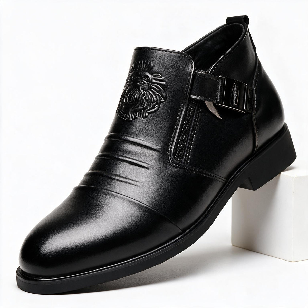 Archer | Mens Business Casual Pointed Leather Formal Shoes Black 2 packshot