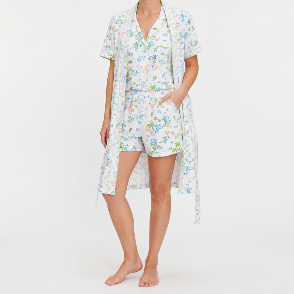 Genevieve | Womens Short Sleeve Cotton Pyjama Set, Sage Green