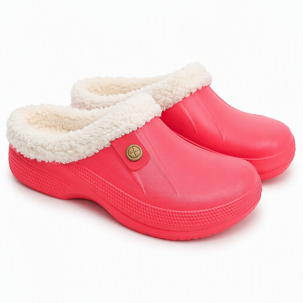Pearl | Womens Slippers Winter Warm Plush Cotton House Slippers Red White packshot