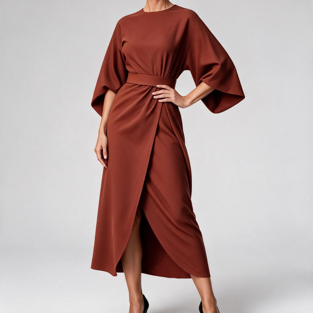 Rhoswen | Womens Wedding Guest Dresses Batwing Sleeve Maxi Elegant Dress