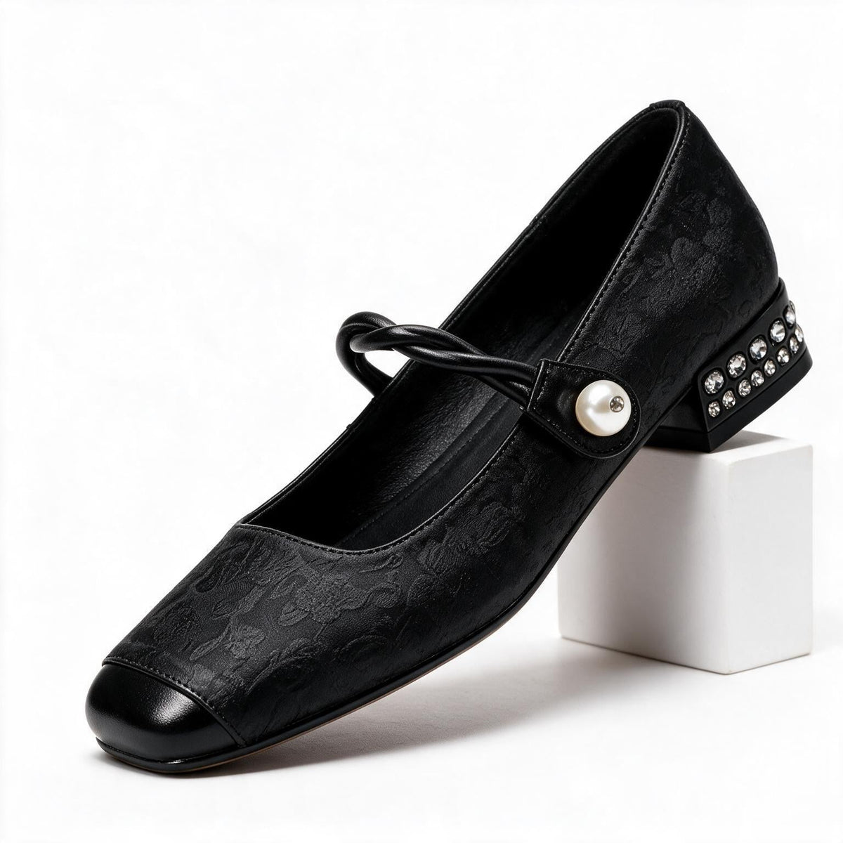 Juliette | Womens Mary Jane Ballet Flats Flat Shoes Black packshot