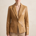 Coralie | Fitted Blazer Jacket Leather Notched Lapel
