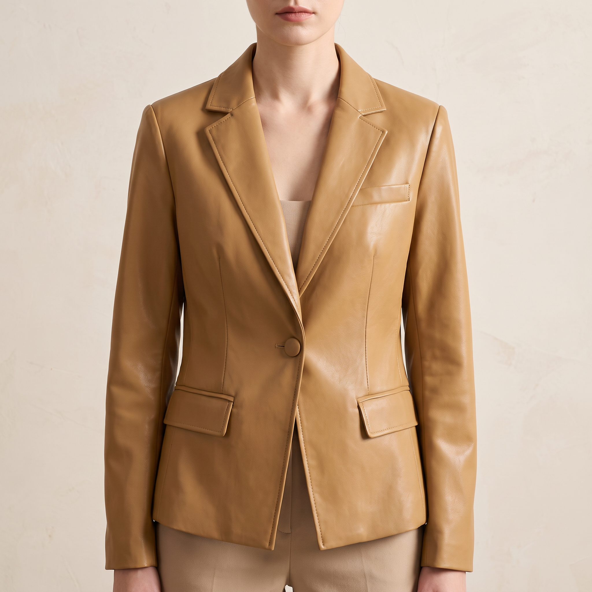 Coralie | Fitted Blazer Jacket Leather Notched Lapel