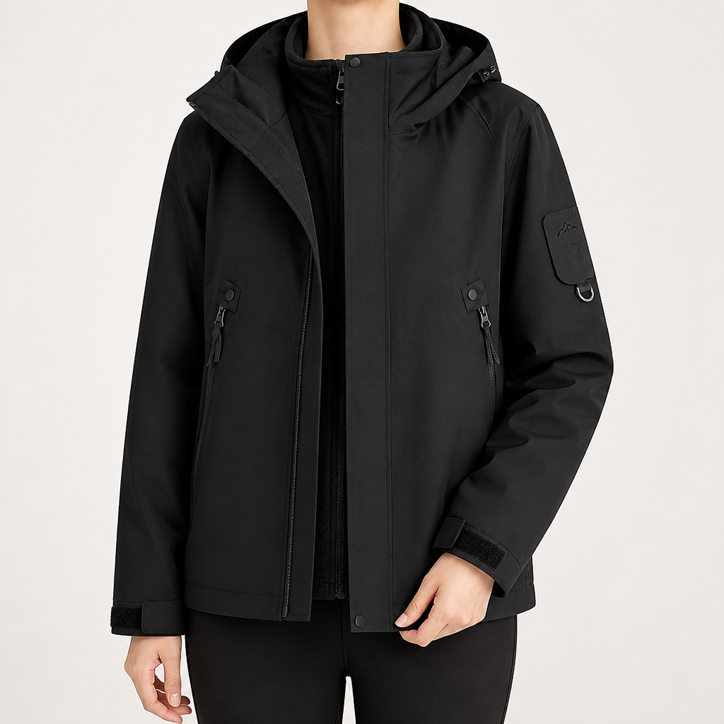 Rowan | Womens Waterproof 3 in 1 Hooded Jacket, Black