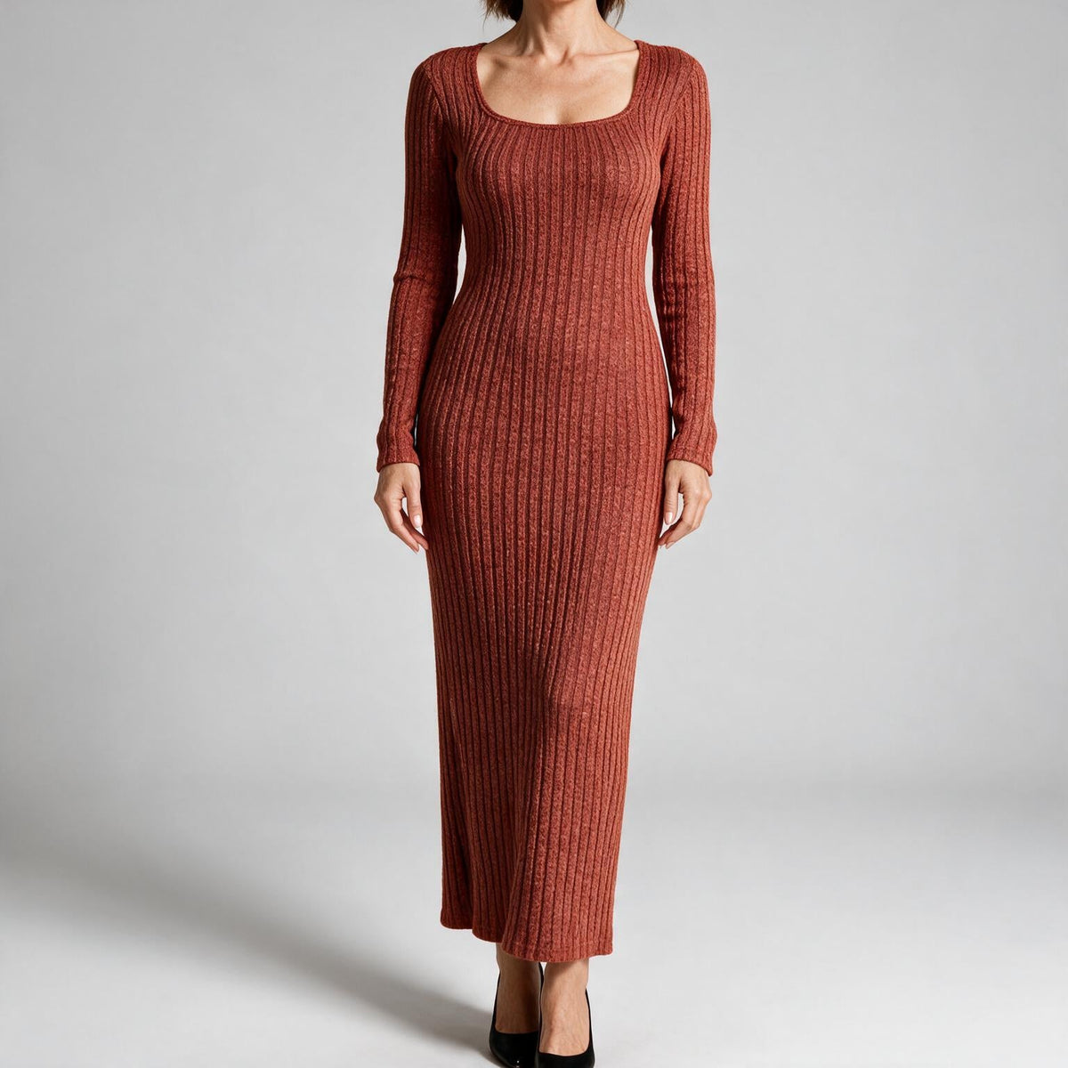 Aviana | Womens Jumper Dress Maternity Knit Long Sleeve Ribbed Dress