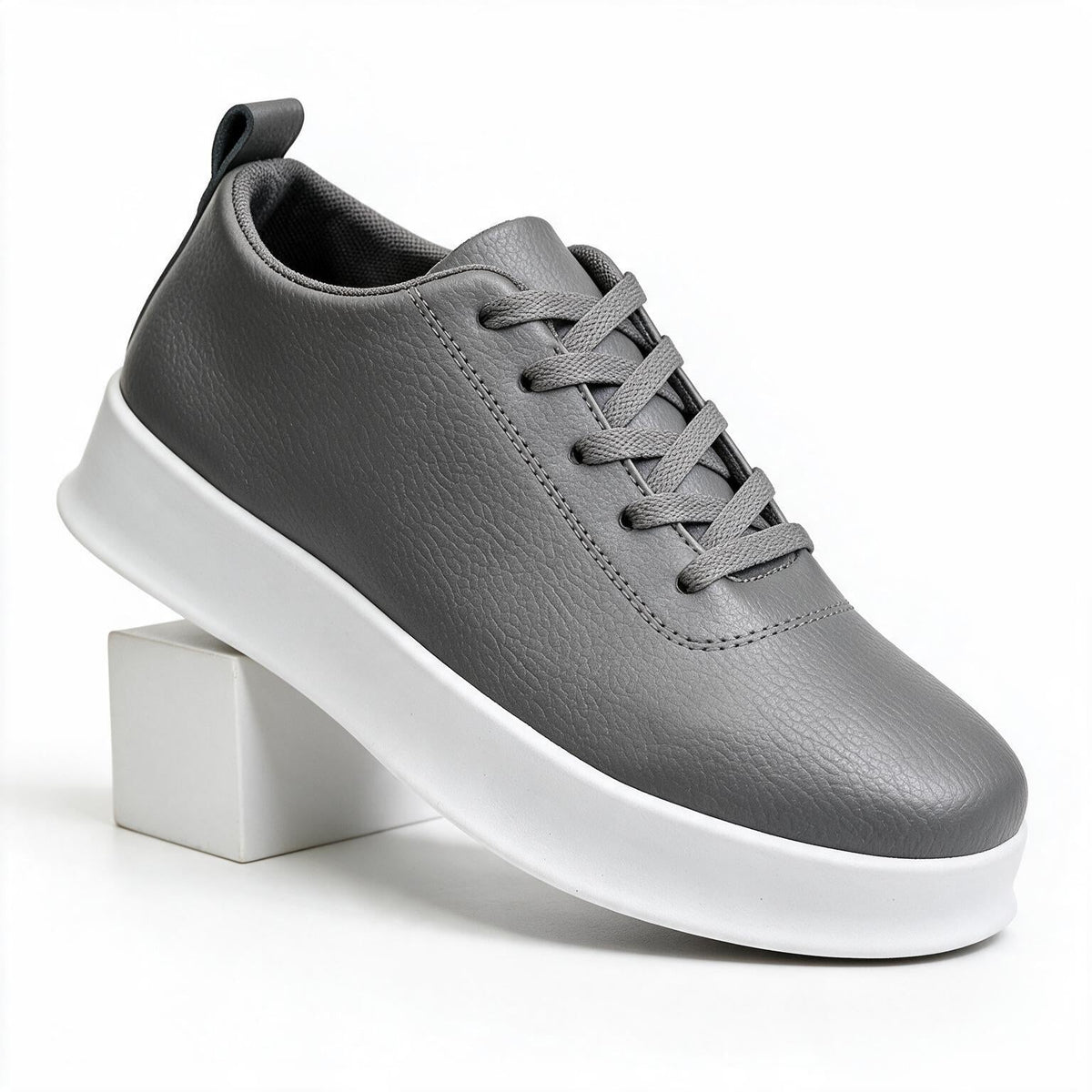 Carsten | Mens White Trainers Slip on Breathable Sports Shoes Grey packshot