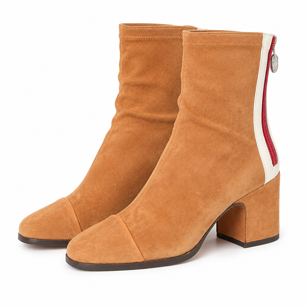 Fenella | Womens Knee High Suede Heeled Winter Long Boots Tan 2 packshot