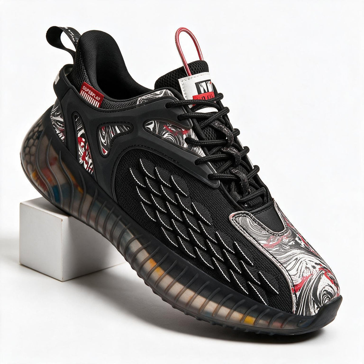 Harlan | Mens Lightweight Breathable Mesh Running On Shoes Black packshot