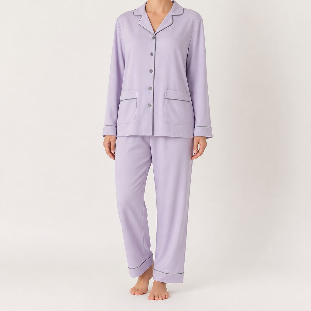 Arabella | Womens Cotton Long Sleeve Pyjama Set, Lilac