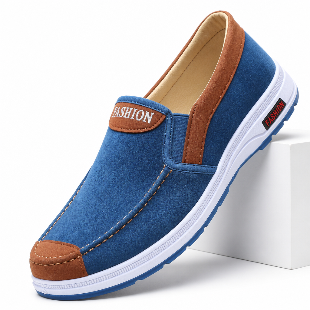 Cedric | Mens Canvas Work Shoes Breathable Lightweight Non Slip Shoes Blue 3 packshot