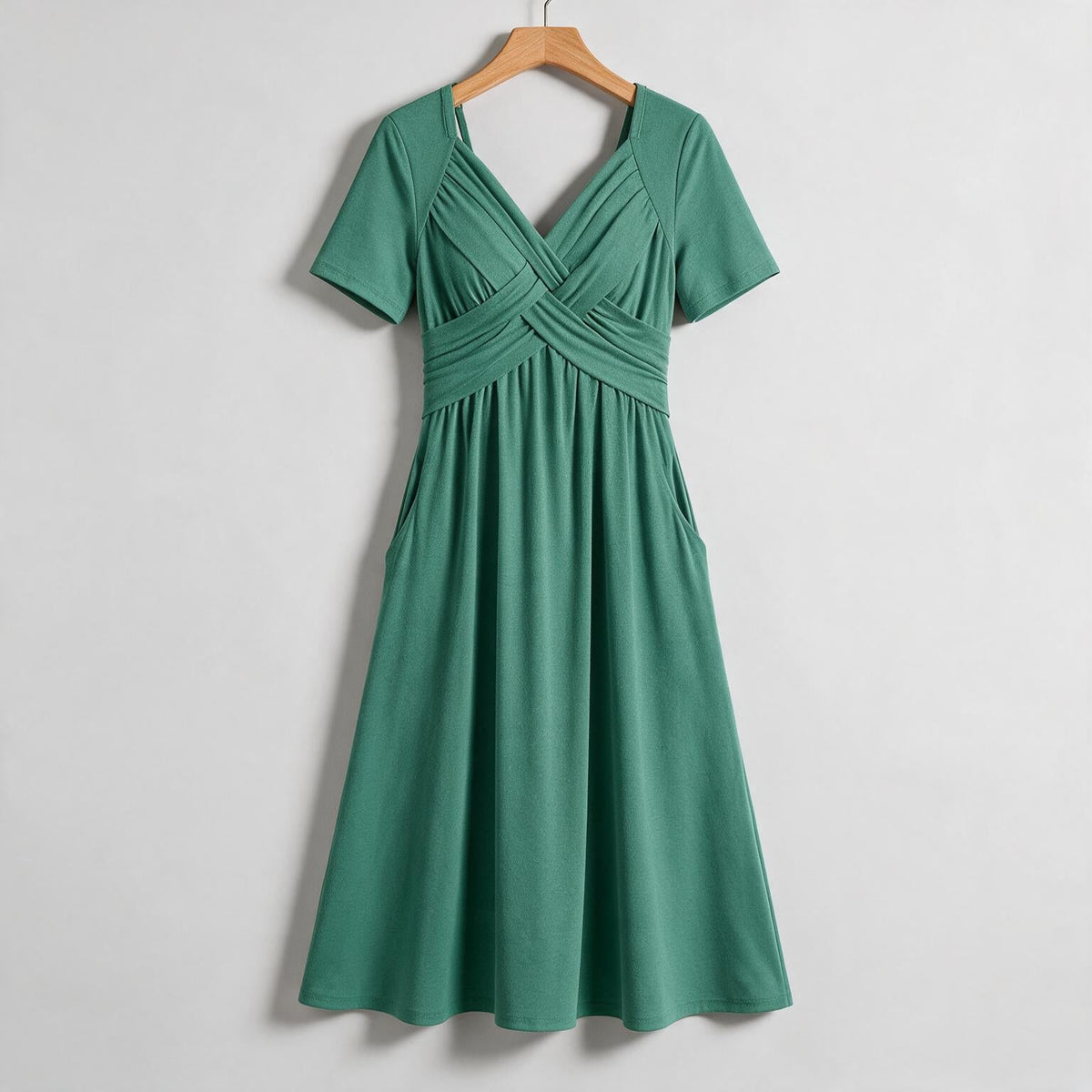 Adaline | Womens Short Sleeve Wrap Waist Long Maxi Wedding Guest Summer Dresses on hanger
