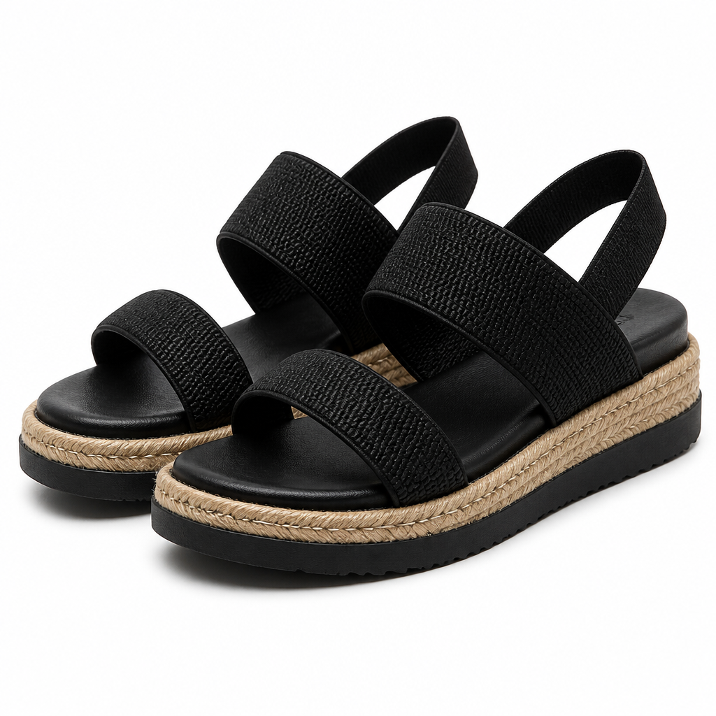 Talise | Womens Espadrille Wedge Fisherman Closed Toe Summer Sandals Black packshot