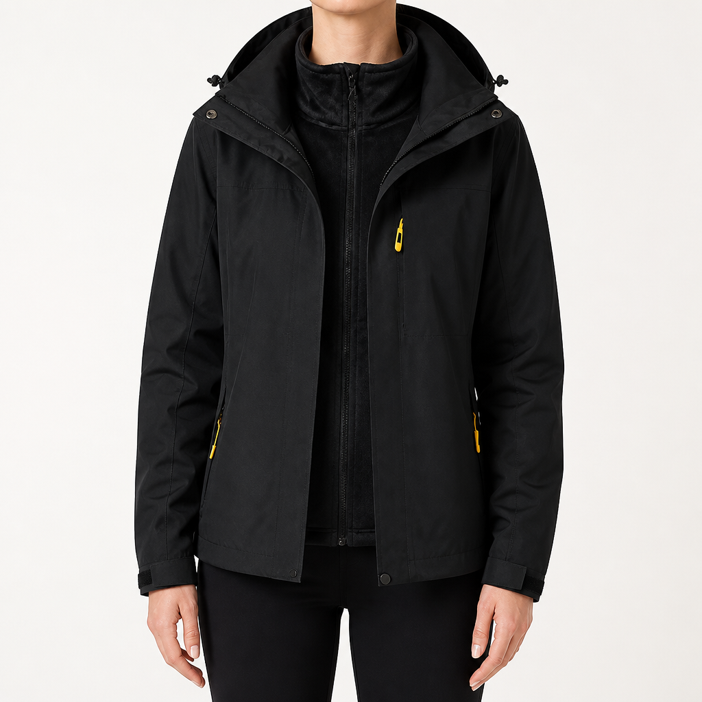 Rosalind | Womens Waterproof 3 in 1 Hooded Jacket, Black