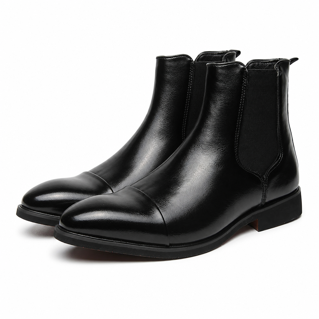 Hendrix | Mens Chelsea Leather Pointed Toe British Casual Ankle Boots Black packshot