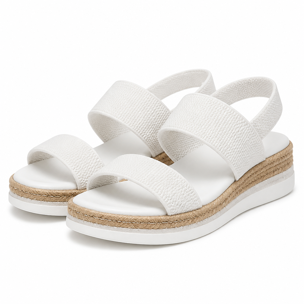 Talise | Womens Espadrille Wedge Fisherman Closed Toe Summer Sandals White packshot