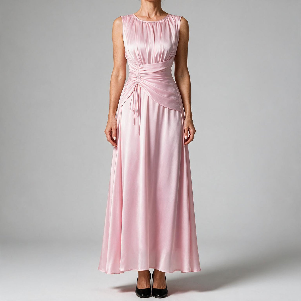 Odette | A Line Chiffon Maxi Wedding Guest Summer Dresses Pink