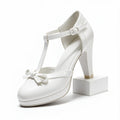 Loretta | Womens Round Toe Chunky Heel Court Heels White packshot