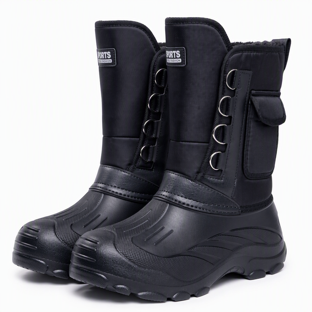 Ferris | Mens Snow Boots Waterproof Fleece Lined Warm Winter Boots Black packshot