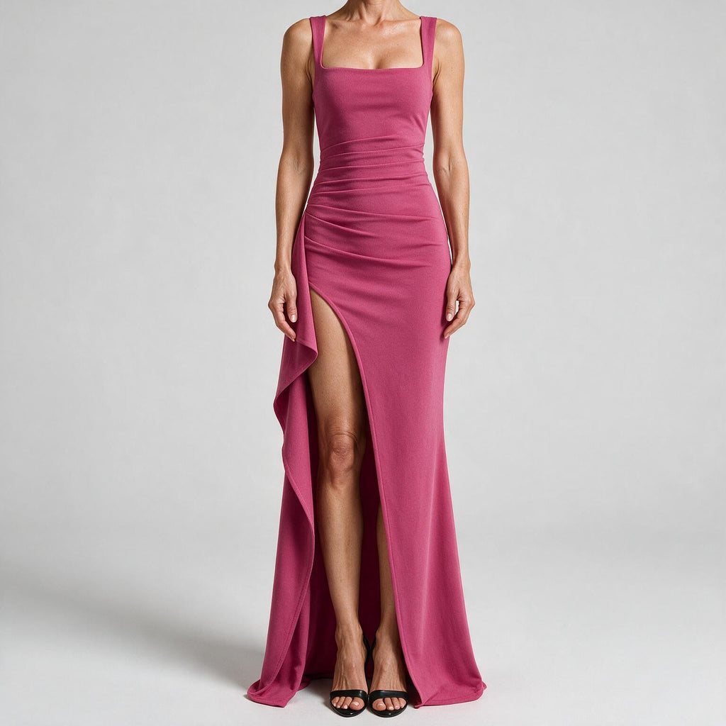 Ondine | Womens Wedding Guest Maxi Strapless Backless High Slit Dresses Rose
