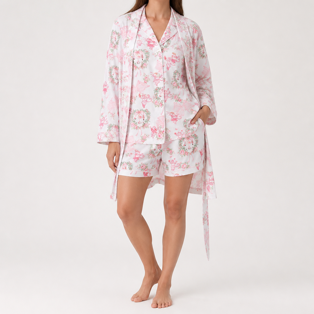 Genevieve | Womens Short Sleeve Cotton Pyjama Set, Rose