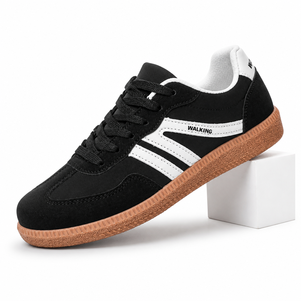 Ozias | Womens Trainers Running Shoes Sports Retro Lace Up Shoes Black packshot
