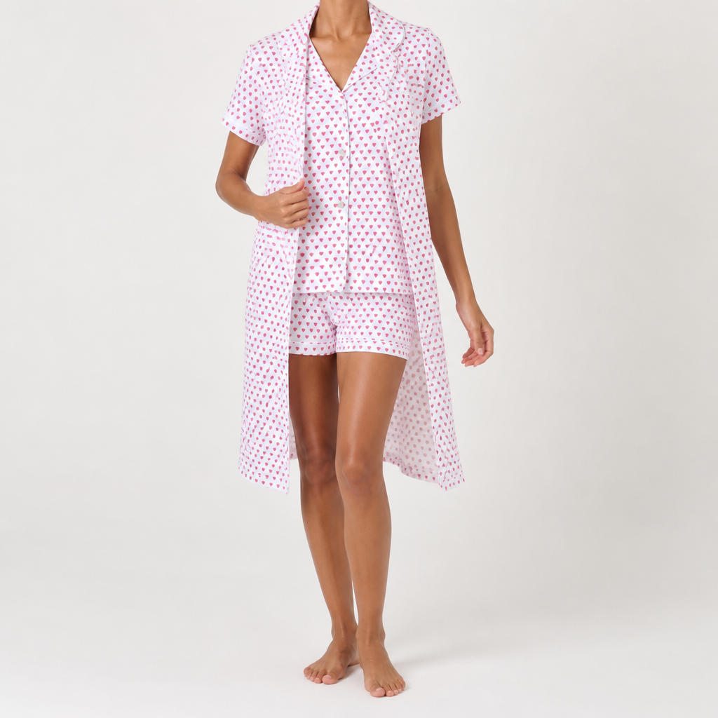 Genevieve | Womens Short Sleeve Cotton Pyjama Set, Baby Pink