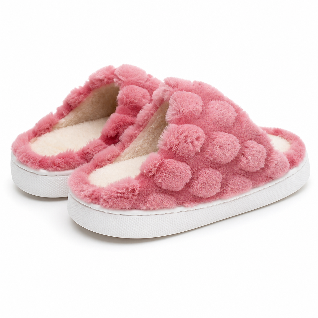 Anouk | Womens Slippers Fluffy Warm Memory Foam House Slippers Wine packshot