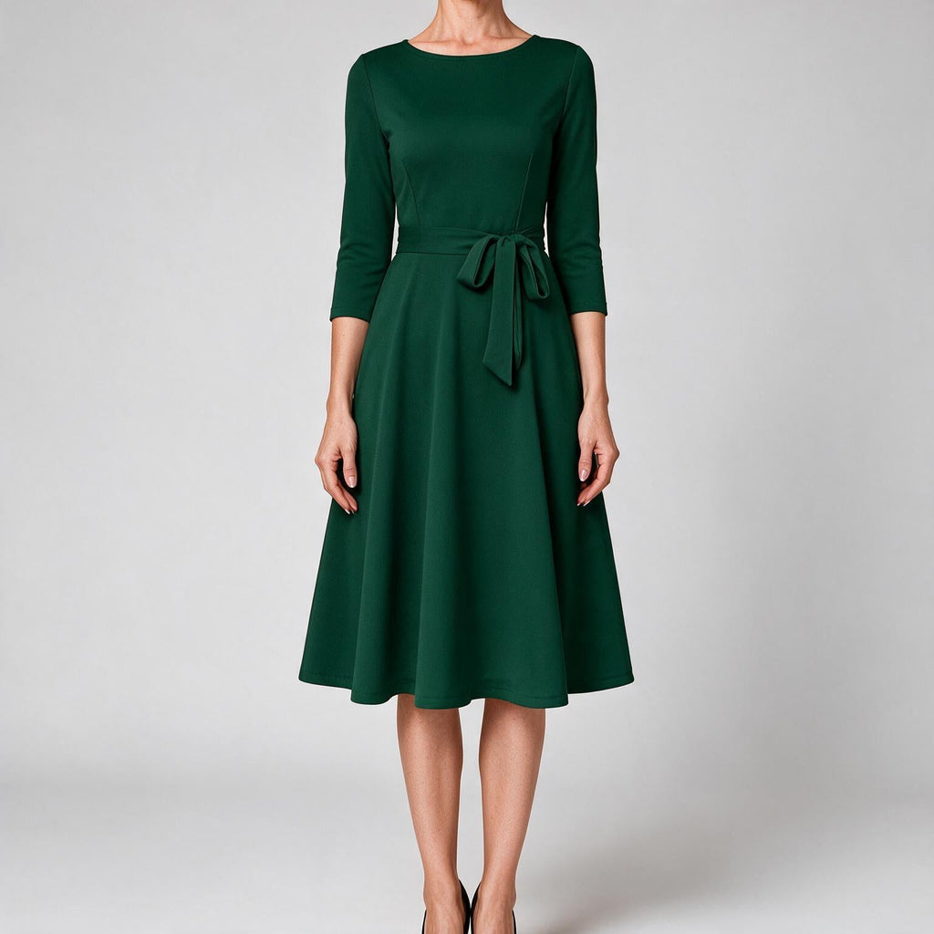 Celeste | Cocktail A Line Midi Wedding Guest Formal Dresses Green
