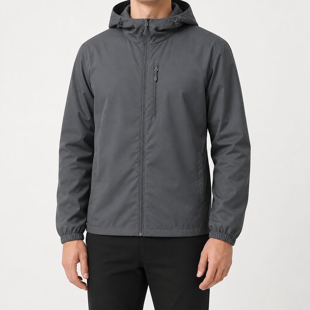 Julian | Mens Water Resistant Hooded Windbreaker Jacket, Grey