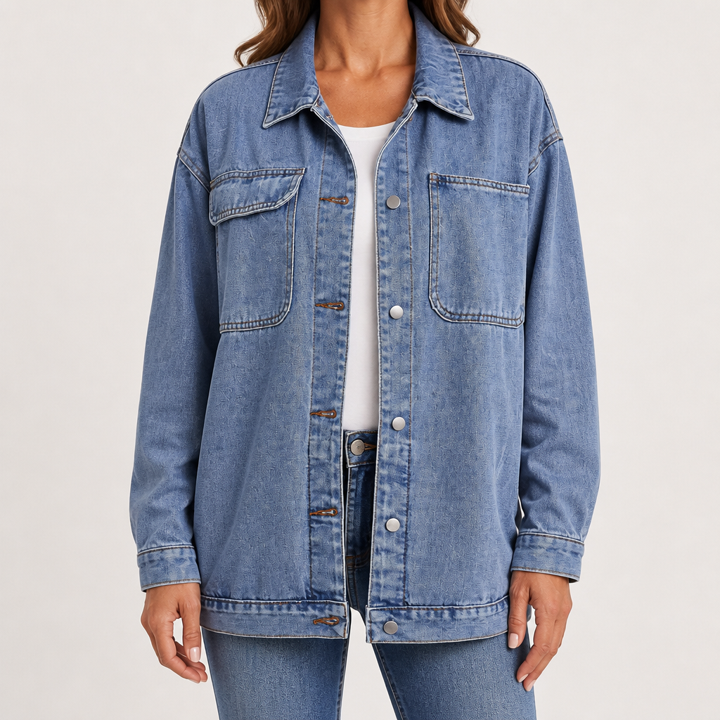 Cordelia | Womens Vintage Washed Denim Jacket, Light Blue