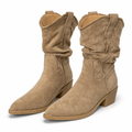 Beatrix | Womens Riding Boots Suede Pointed Toe Chunky Heel Knee High Boots Khaki packshot