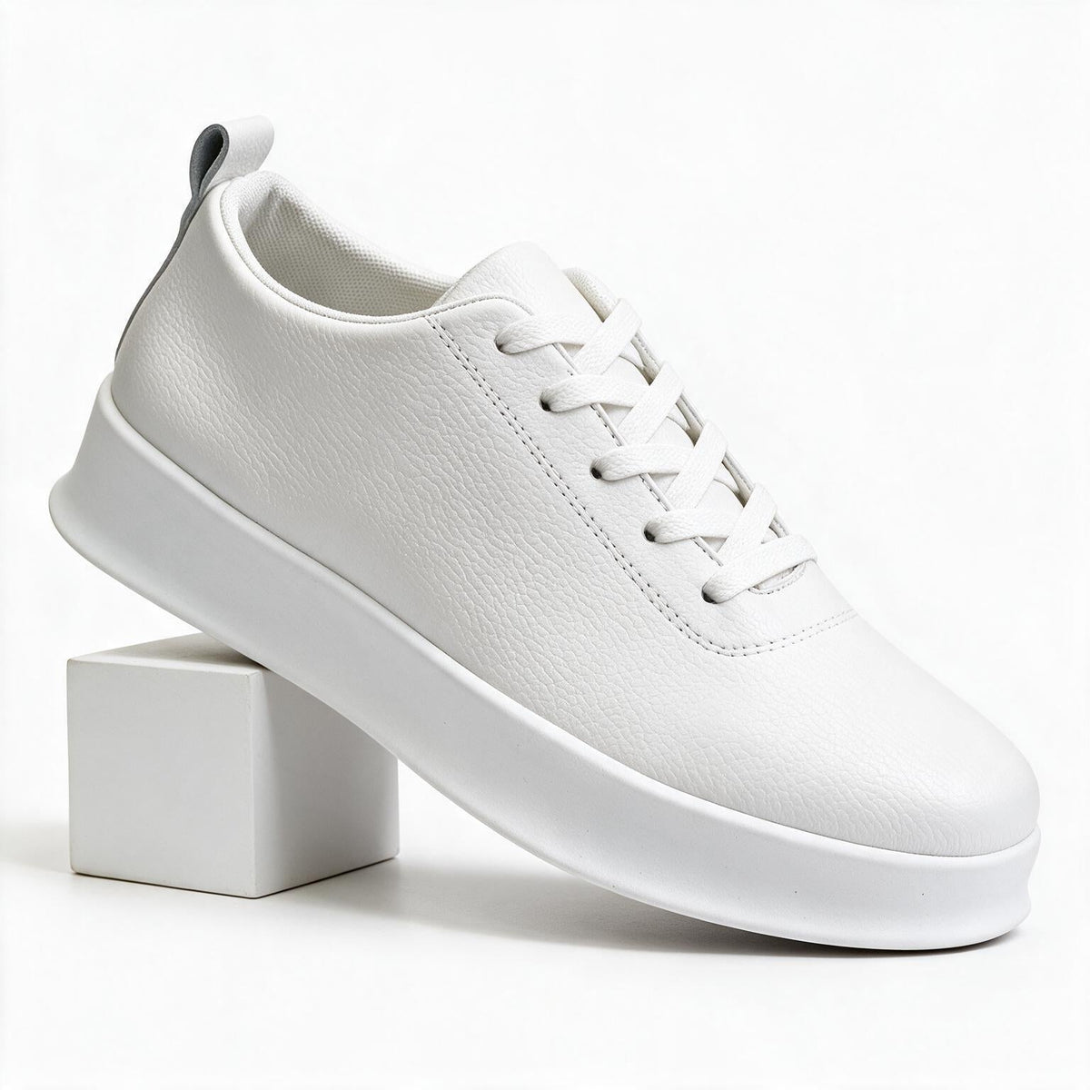 Carsten | Mens White Trainers Slip on Breathable Sports Shoes White packshot