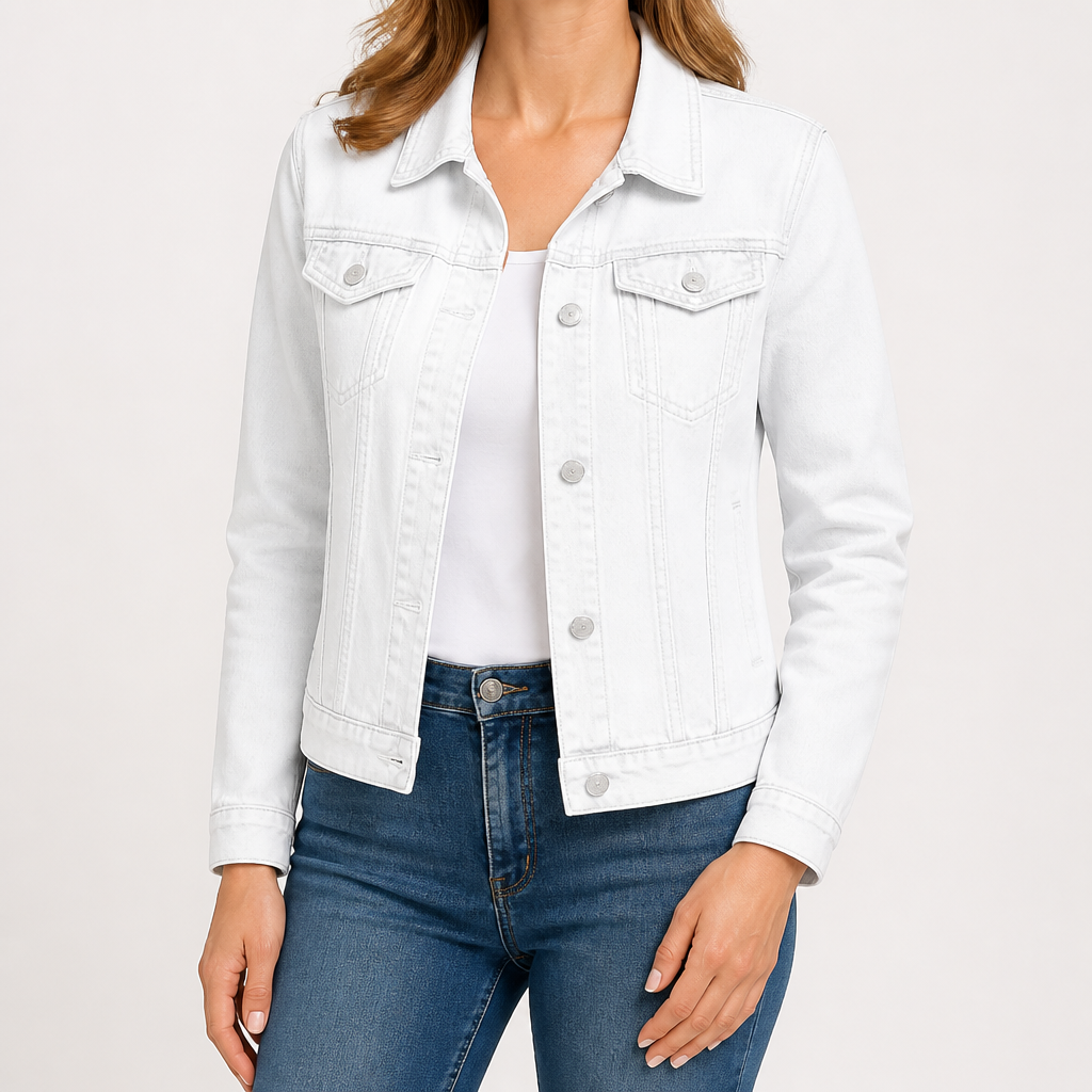 Sylvie | Womens Cropped Denim Jacket, White