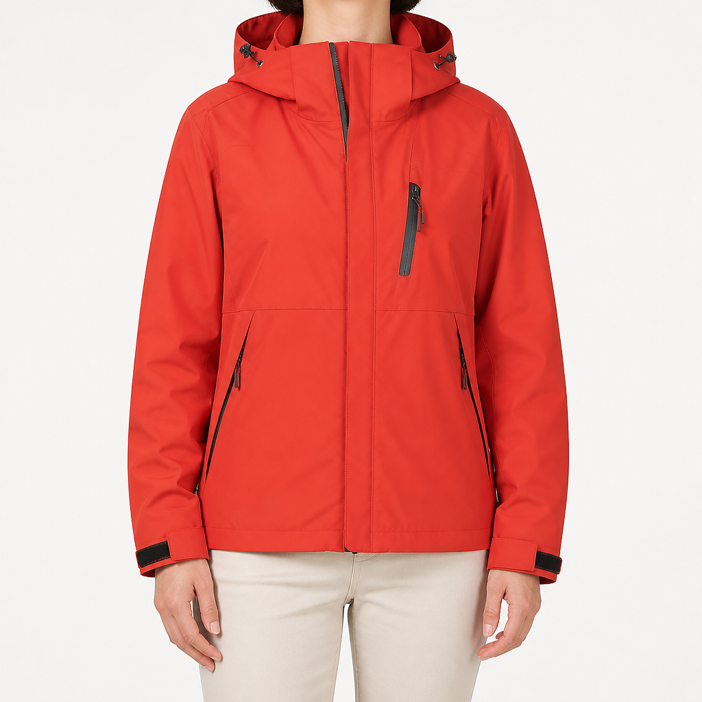 Imogen | Womens 3 In 1 Waterproof Hooded Softshell Jacket, Red 2